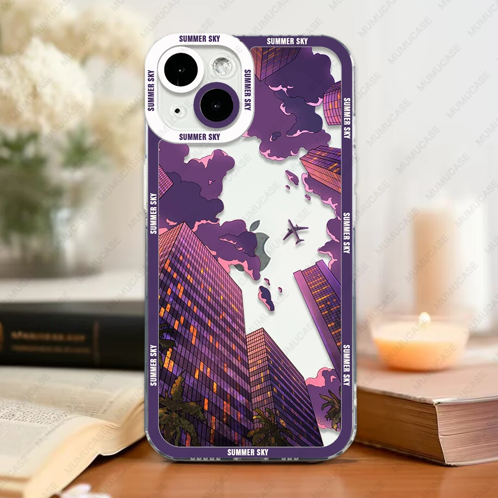 Summer Sky Angel Eyes Phone Case For iPhone 16 15 14 13 12 11 Mini Pro Max XS X XR SE 7 8 Plus Transparent Cover