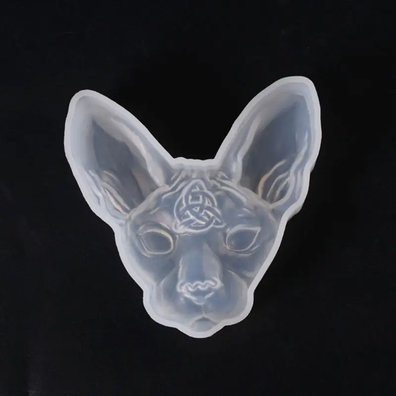 Hairless Sphinx Cat Head Pendant Resin Mold Cat Lord Bilus Figure Epoxy Resin Mold Jewelry Making Tools