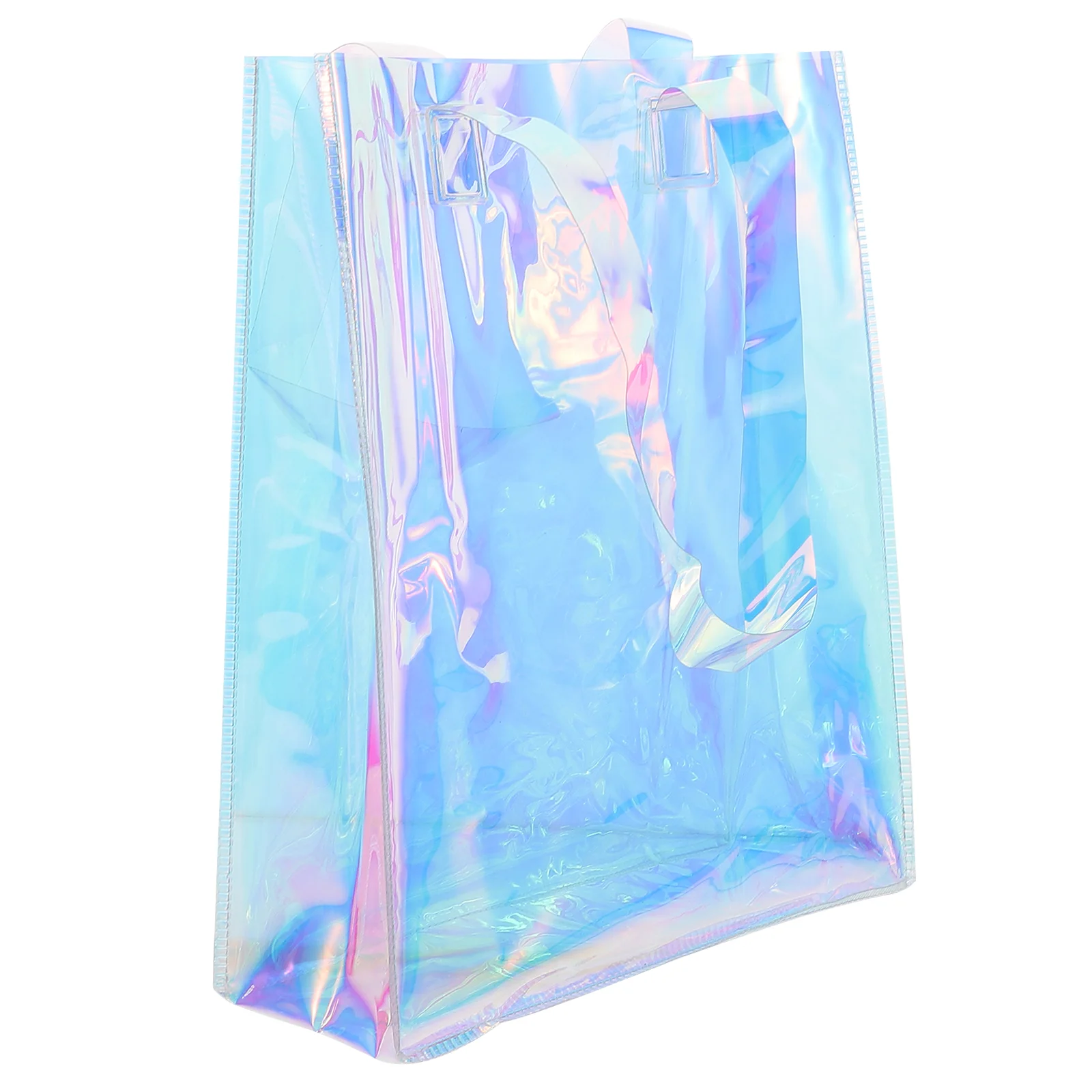 Iridescent Tote Bag Holographic PVC Portable Shopping Gift The for Shine Travel