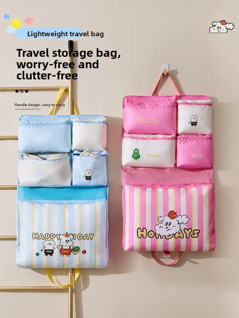 かわいい6inポータブル吊り下げ収納バッグ、衣類、旅行、出張、荷物整理、下着、靴下、トラベルバッグ用