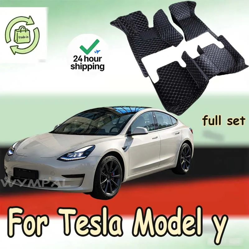 

Роскошные автомобильные коврики для Tesla Model y 2023, роскошные кожаные автомобильные коврики с полным покрытием