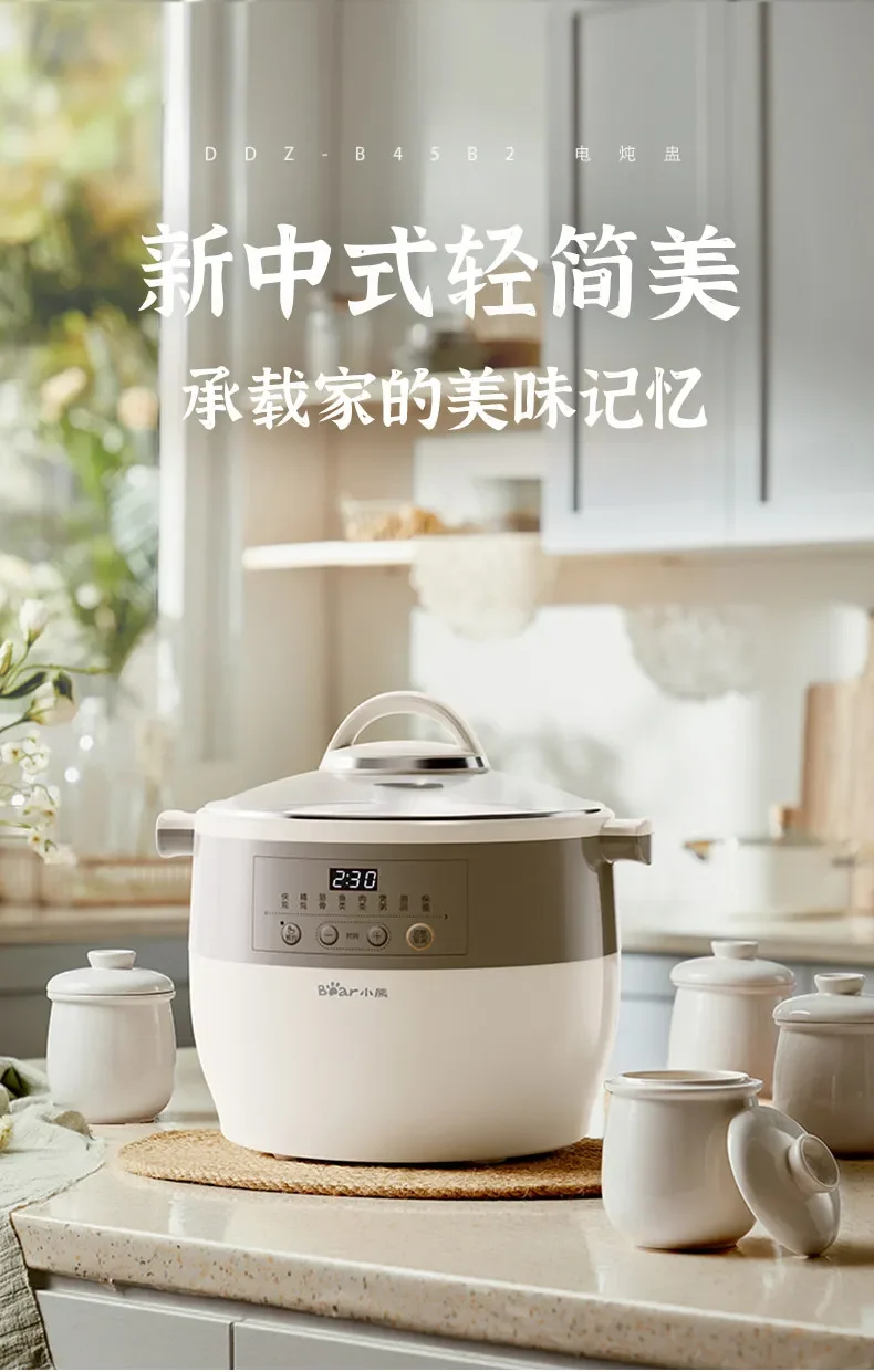 220V Bear Electric Stew Pot Automatic Ceramic Soup Cooker Large Capacity for Home Use DDD
