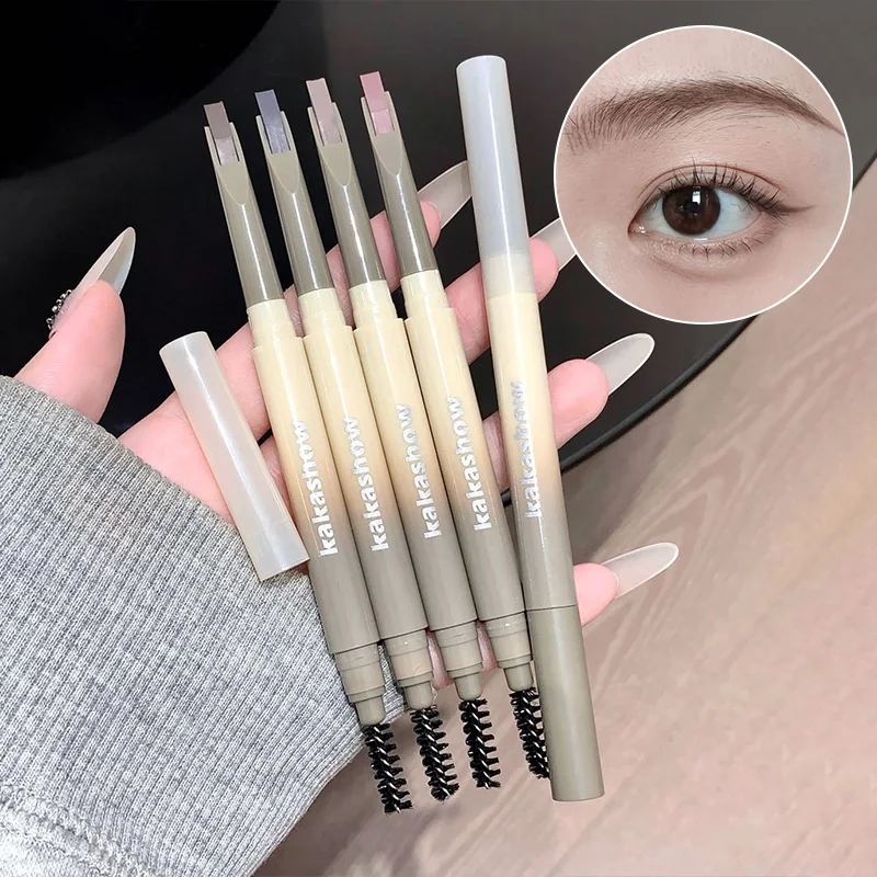 Kakashow Augenbrauenstift mit Augenbrauenpinsel, doppelköpfiger leichter Augenbrauen im koreanischen Stil, wasserfestes und langanhaltendes Make-up