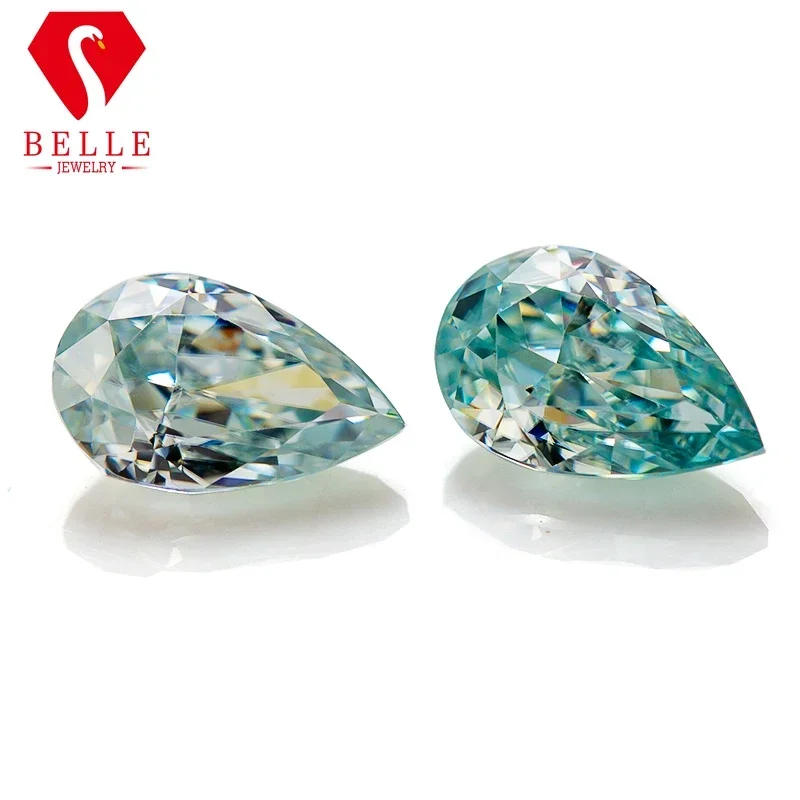 Moissanite StoneNew Best Hot Sale Aqua Blue Crushed Ice Pear Cut Loose Moissanite VVS1 GRA Certificated Diamond Beads Jewelry M