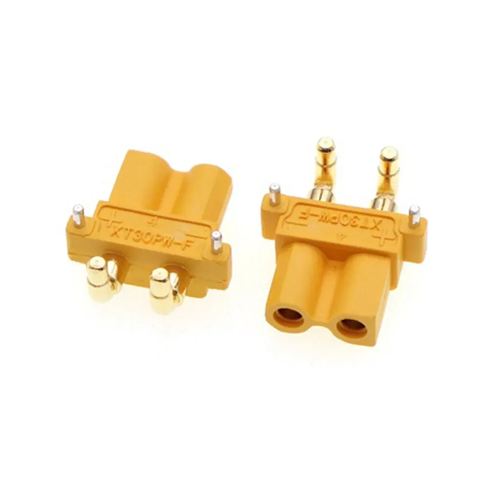 

10PCS/5Pairs XT30PW Male Female High Current Connector 2mm Banana Golden Head Right Angle Horizontal 2Pin Connector for RC Model