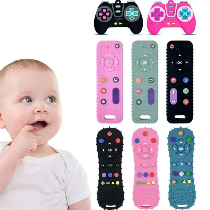 Baby TV Remote Control Teether Silicone Baby Anti-Eating Gloves Pacifier Bracelet Teething Stick Biting Toy Baby Care Accesorios