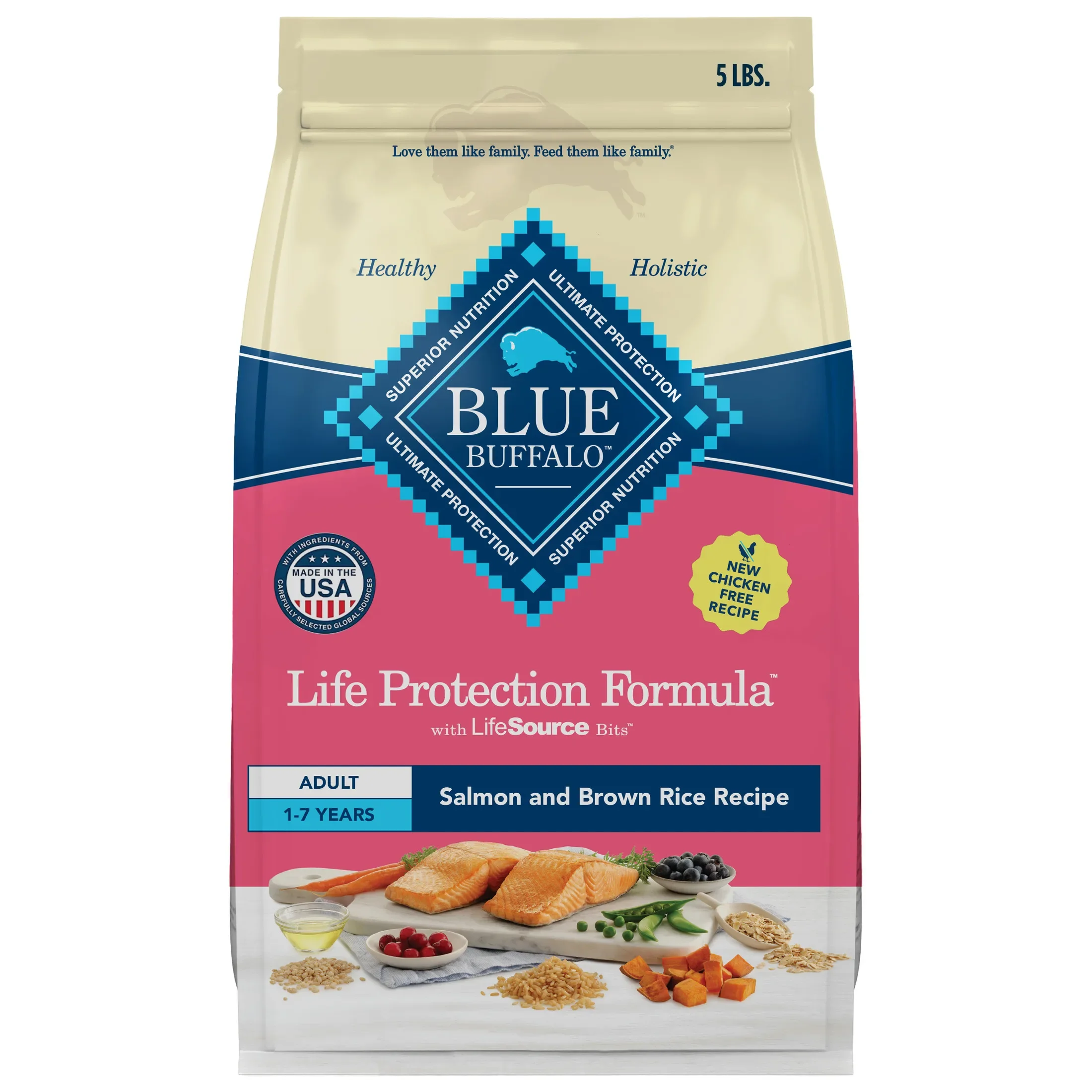 Life Protection Formula Adult Dry Dog Food Salmon Flavor Chicken Free 5 Pounds