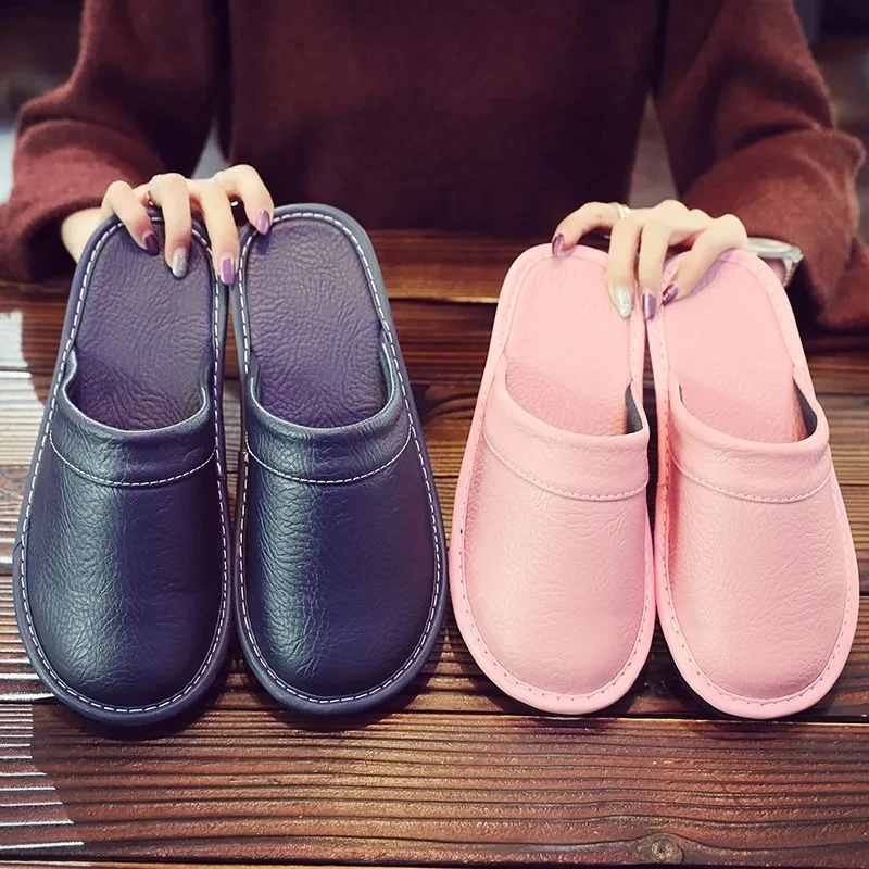 Black Leather Slippers for Men Luxury size12 13 14 High Quality Men\'s Spring Runway Shoes 2022 Indoor Leather Slides for Husband