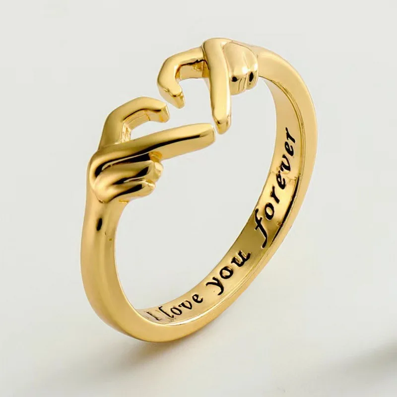 Romantic Hands vs. Heart Ring, Fashionable Love Embrace Hand, Couple Ring