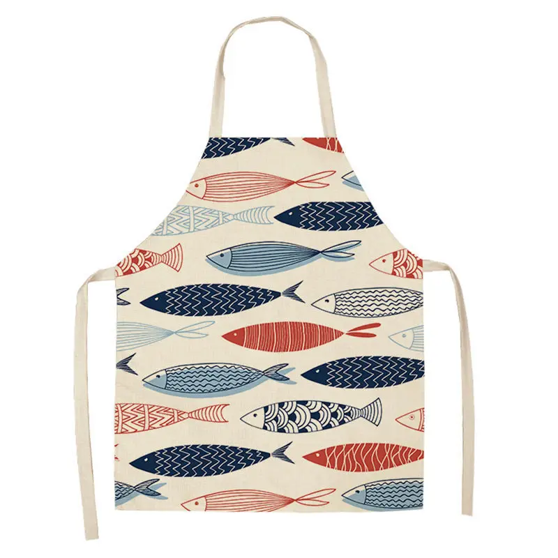 1 Pcs Turtle Ocean Color Pattern Cleaning Art Aprons Home Cooking Kitchen Apron Cook Wear Cotton Linen Adult Bibs Women Apron