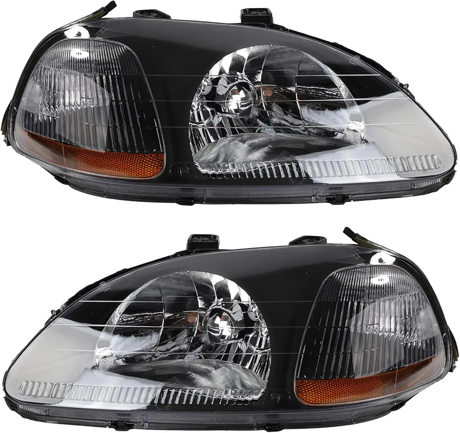 ل 1996 1997 1998 EK Honda Civic مجموعة مصابيح أمامية متوافقة مع 96 97 98 Civic EK كشافات مع زوج أسود يسار ويمين