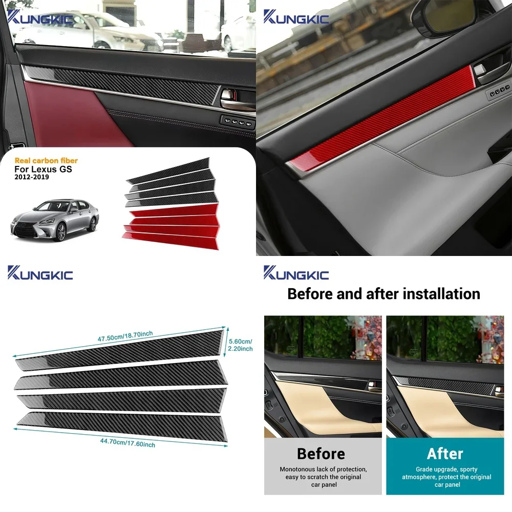 For Lexus GS GS250 GS350 GS200t GS450h L10 2012 2013 2014 2015 2016 to 2019 Real Soft Carbon Fiber Car Door Protection Panel