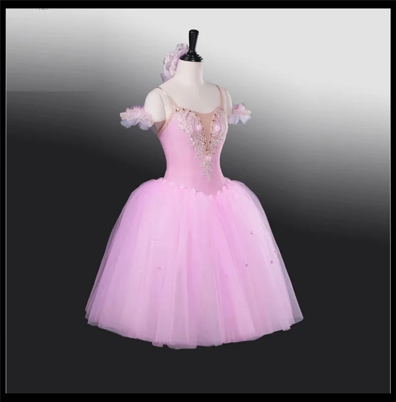 Hochwertiges professionelles Kinder-Mädchen-Ballettkleid in benutzerdefinierter Größe, langes Performance-Ballettkleid, romantisches Tutu