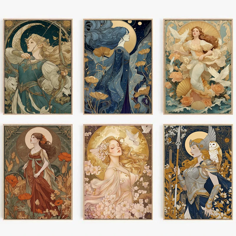 Greek Mythology Stories Goddesses Aphrodite and Athena Art Portraits Posters Canvas Printing Living Rooms Bedrooms Home Decor