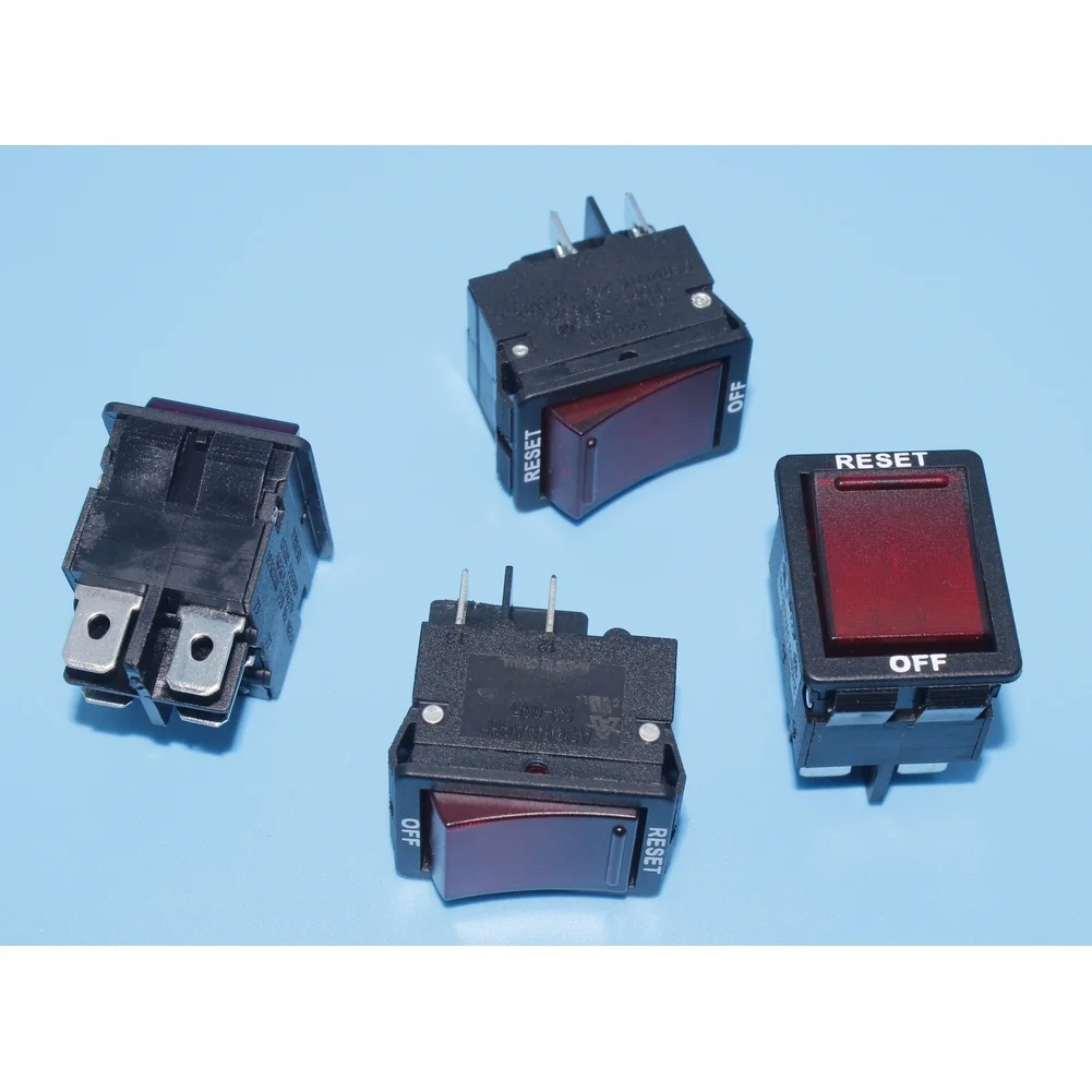 4 Pin 2 Position Dual Pole Circuit Breaker Switch with LED Indicator 2 in 1 Overload Protection Device 5A to 20A Range