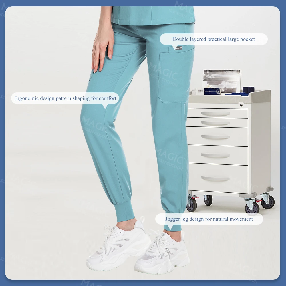 Wholesale Scrubs Pants Medical Uniforms Stretch Scrub Pockets Pants Nurse Bottoms Doctor Surgery Trousers Beauty Salon Workwear