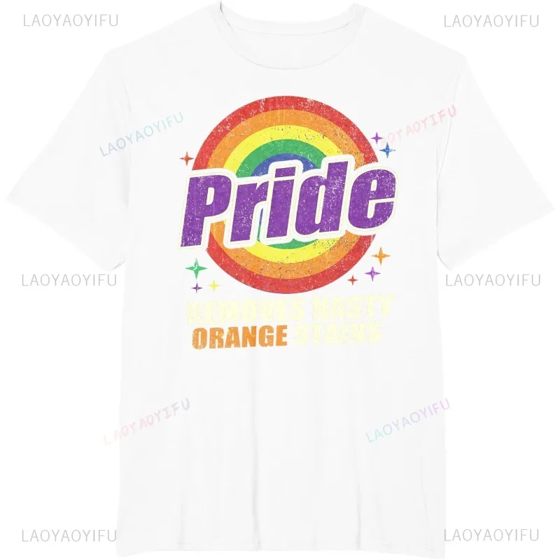 مضحك فخر يزيل البقع البرتقالية السيئة الرجعية LGBT تي شيرت عادية موضة فضفاضة Harajuku رجل التي شيرت الراحة الصيف الشارع الشهير #2