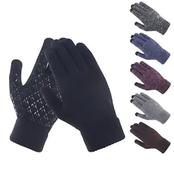 Winter Warm Texting Gloves For WomenKnit Gloves Touchscreen Anti-Slip Silicone Gel Thermal Soft Elastic Cuff Texting Gloves