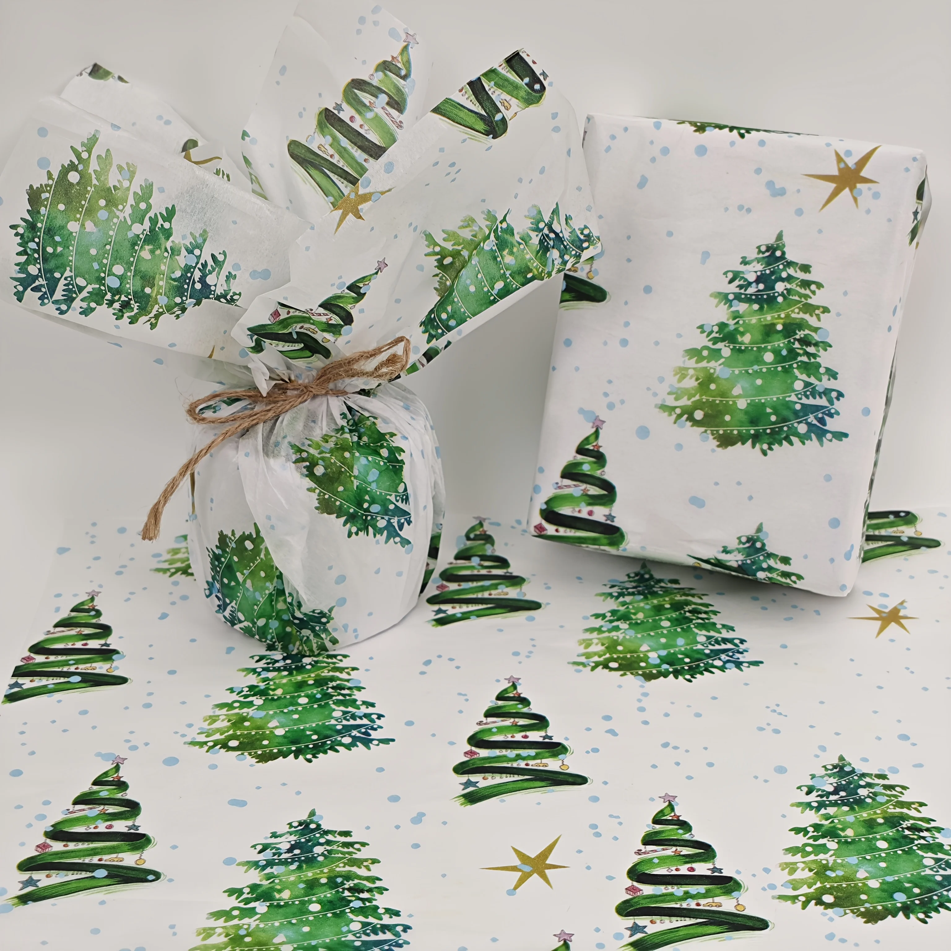 20/50 ورقة، مع أضواء ملونة وأنماط شجرة عيد الميلاد، ورق تغليف الهدايا 50 سم × 35 سم، لحفلات الزفاف، هدايا عيد الميلاد