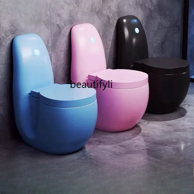 Z189  Color small apartment toilet, personality and creativity, large diameter, no water pressure limit, kick siphon toilet