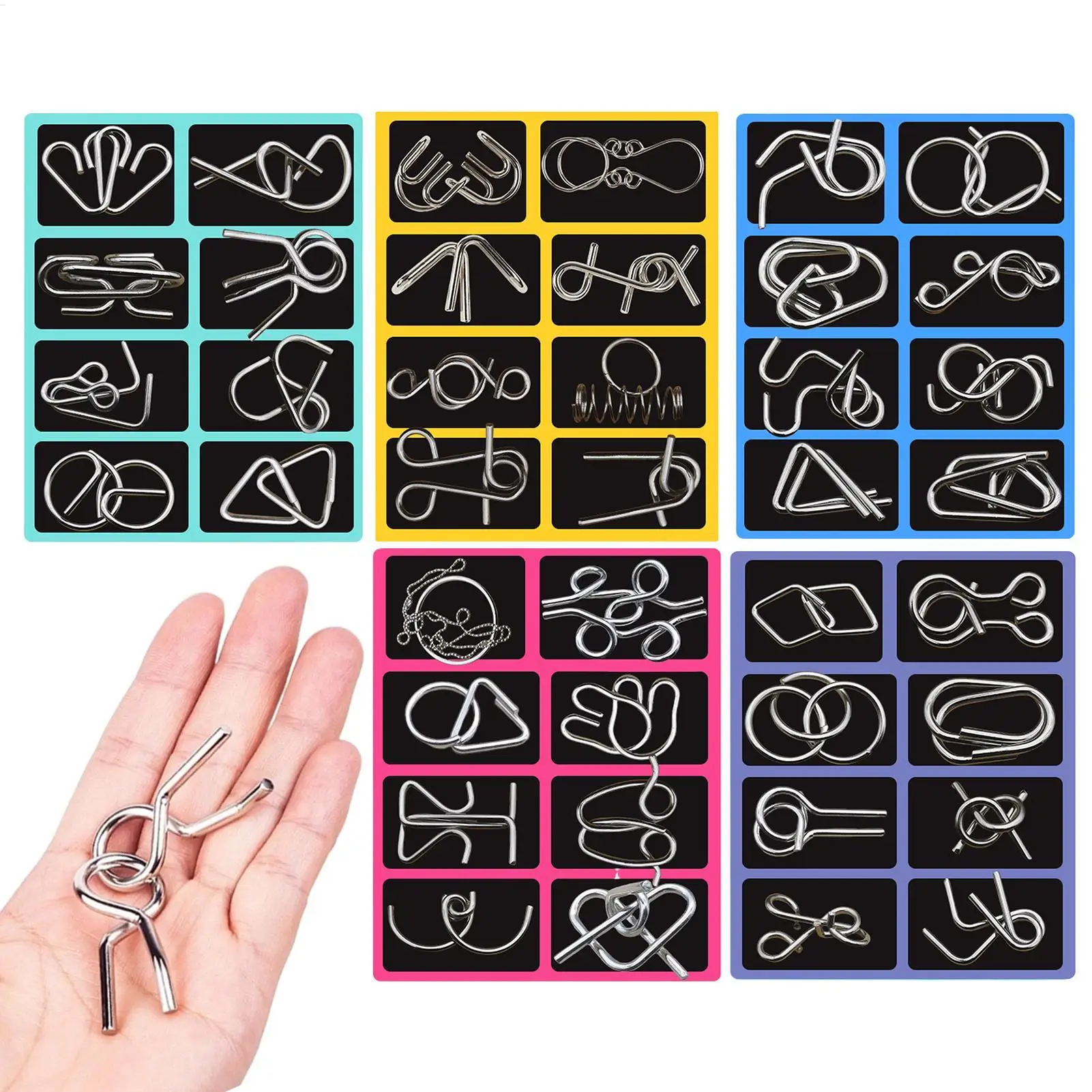 40 pièces de puzzle chinois en métal, casse-tête intelligent, jeu de logique pour enfants, adultes, divertissement familial, jouet éducatif, cadeau