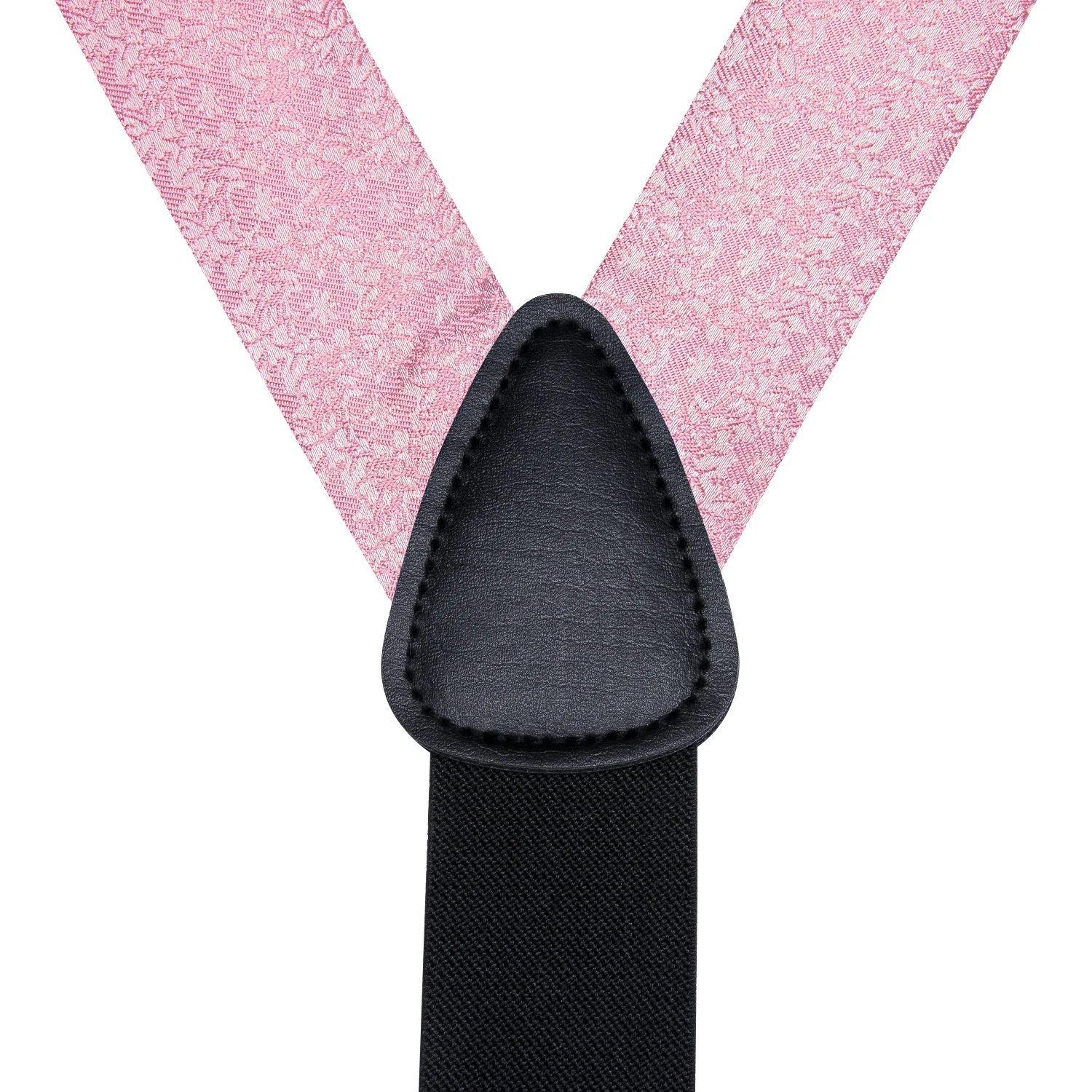 Hi-Tie Solid Pink Floral Silk Men Suspender Bowtie Hanky Cufflink Adjustable Clip On Brace for Male Wedding Business Wholesale