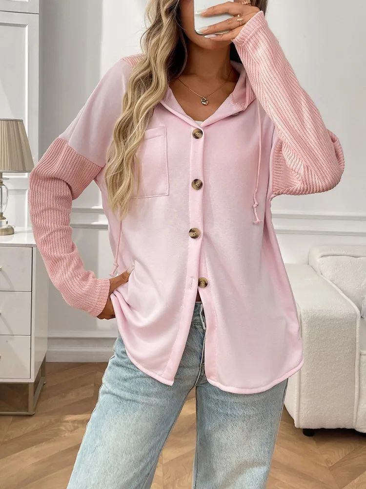 

Новая мода, осень-зима, повседневная лоскутная свободная женская толстовка на пуговицах, пальто, уличная одежда, женский теплый свитер, толстовки