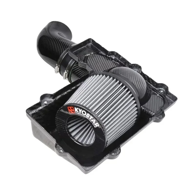 For 2015+ Seat MK7 Leon Cupra 5F Black 4 Inch Air Induction Intake Kit Twill Weave Carbon Fiber