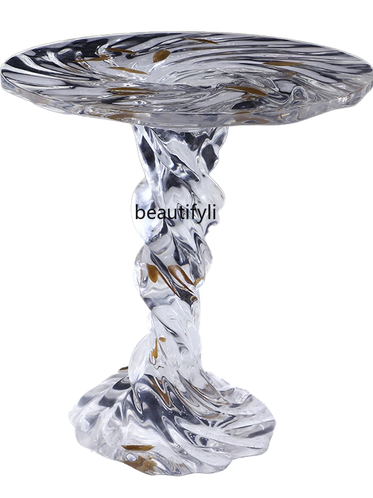 Simple Modern Side Table round Transparent Resin Sofa Corner Table Living Room Home