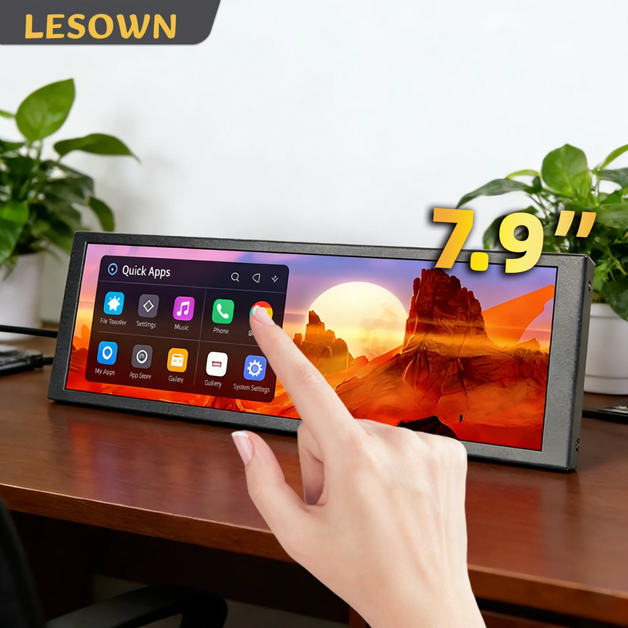

LESOWN 7.9 Inch Compact Stretched Display Portable Monitor 400x1280 Ultra Wide Bar Screen External Auxiliary for Laptop Excel