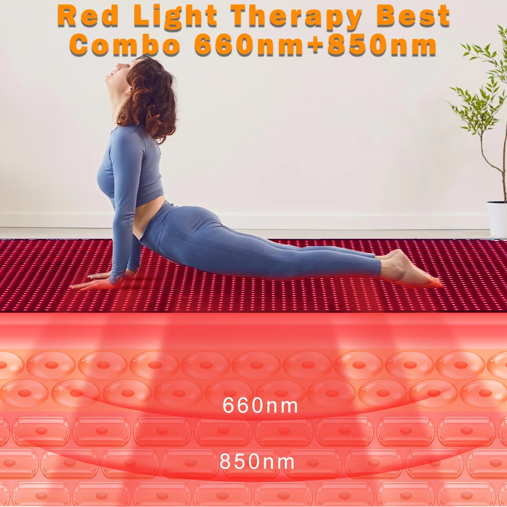 More Powerful Red Light Therapy Mat 5050SMD Triple Chips 660nm 850nm for Full Body Pain Relief LED Blanket