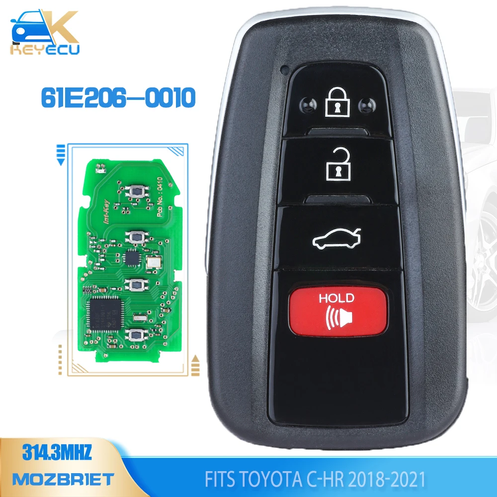 KEYECU 61E111-0010 for Toyota C-HR CHR 2018 2019 2020 2021 Smart Remote Car Key 314.3MHz FCCID: MOZBR1ET