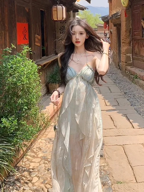 Beach Vaion Sle Donna Dr ter Ne Gonna lunga da fata Estate Bellissimo abito da ballo Vita alta A-Line Midi Dr