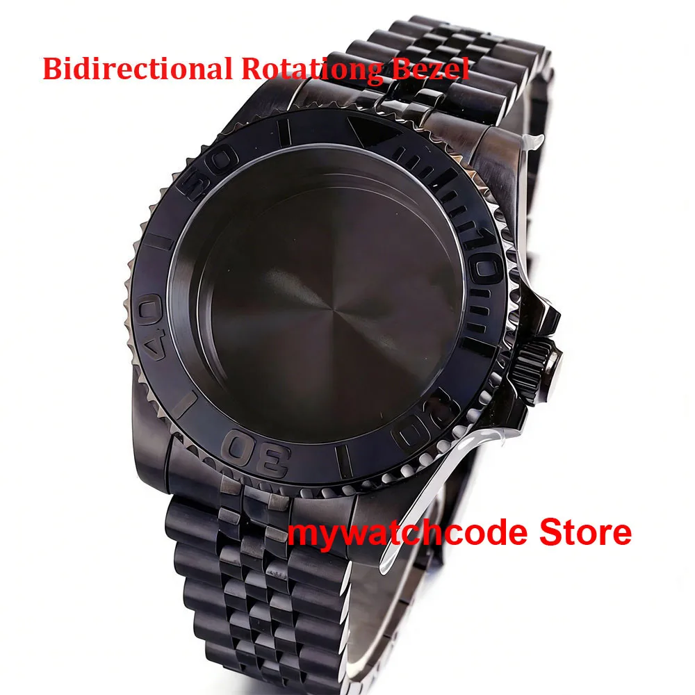 Stainless Steel PVD Black Watch Case 90 click Bi-directional Rotating Bezel for NH34 NH35 NH36 ETA 2824 PT5000 Movt watch parts