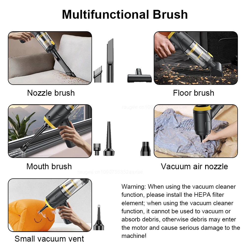 Wireless Car Vacuum Cleaner Mini Portable Vacuum Cleaner 12000Pa Powerful Suction Handheld Vacuum Cleaner for Car with LED Light