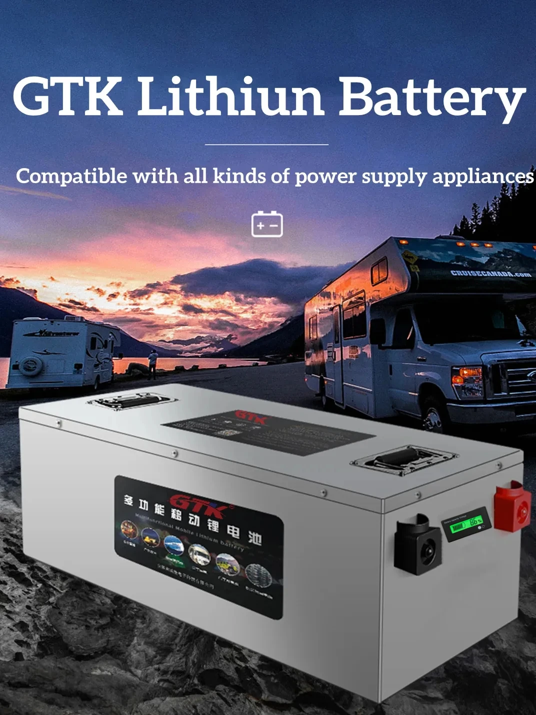 GTK 24V 200ah Lifepo4 Battery 100Ah 150Ah 250Ah 300Ah 350Ah 400Ah 500Ah Rechargeable for 2000W Solar System UPS Trolling Motor