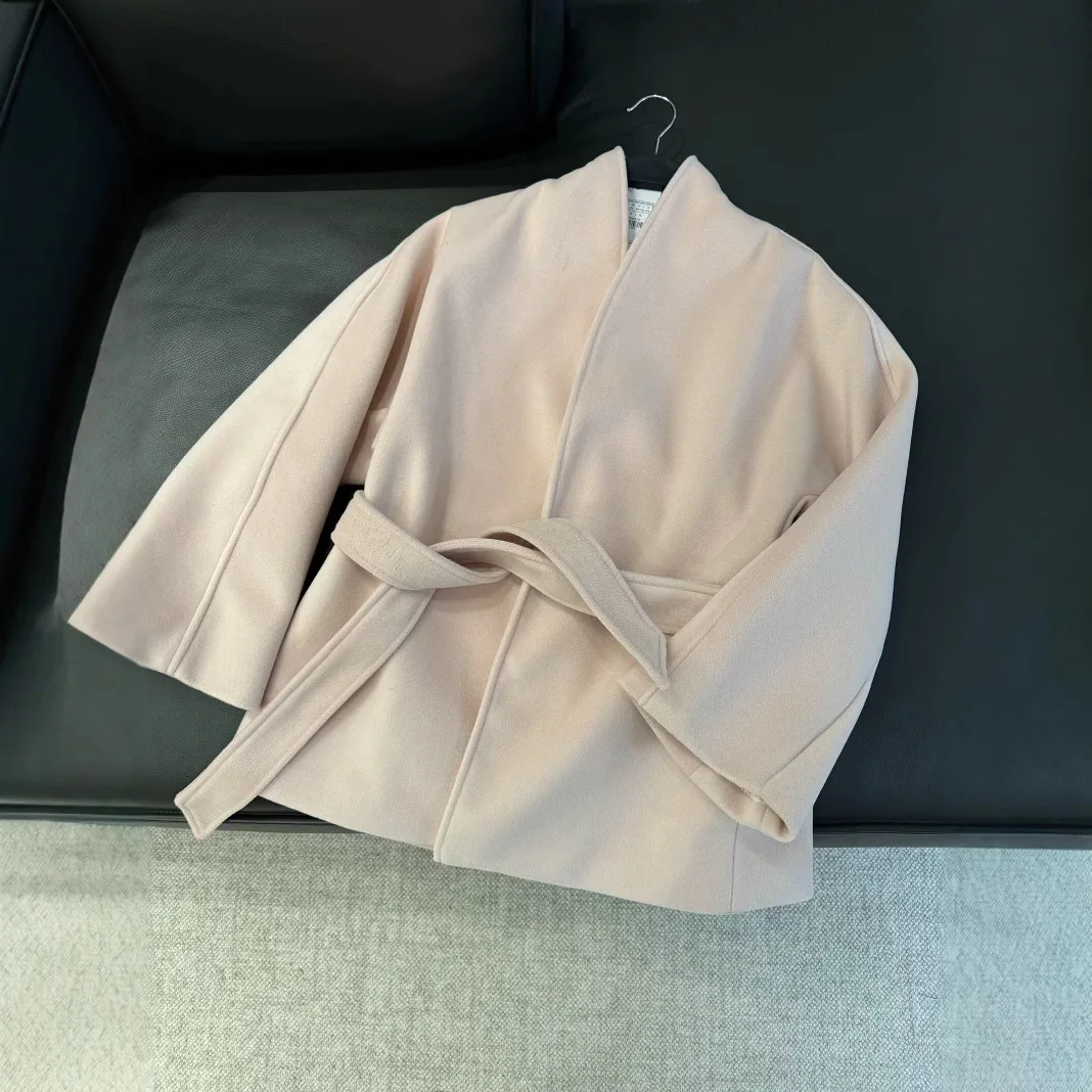 

Французское элегантное высококачественное шерстяное пальто с поясом, женская мода, оптовая продажа, мягкая плюшевая верхняя одежда высшего качества