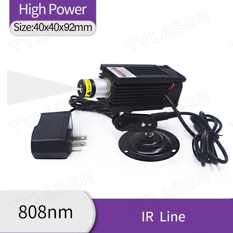 Hochleistungs-Schneidlaser 808 nm IR-Linie Fokussierbares Lasermodul 100 mW 500 mW 700 mW 1 W 2 W mit Lüfter mit Halterung und Adapter