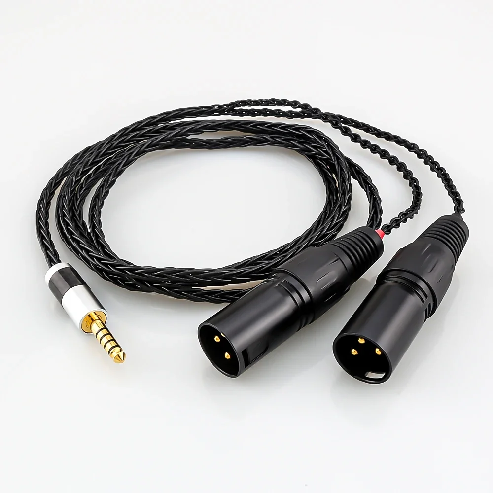 HiFi Black High Quality 8 Cores Silver Plated 4.4mm Balanced Male to Dual 2x 3pin XLR Balanced Male Audio Adapter Cable