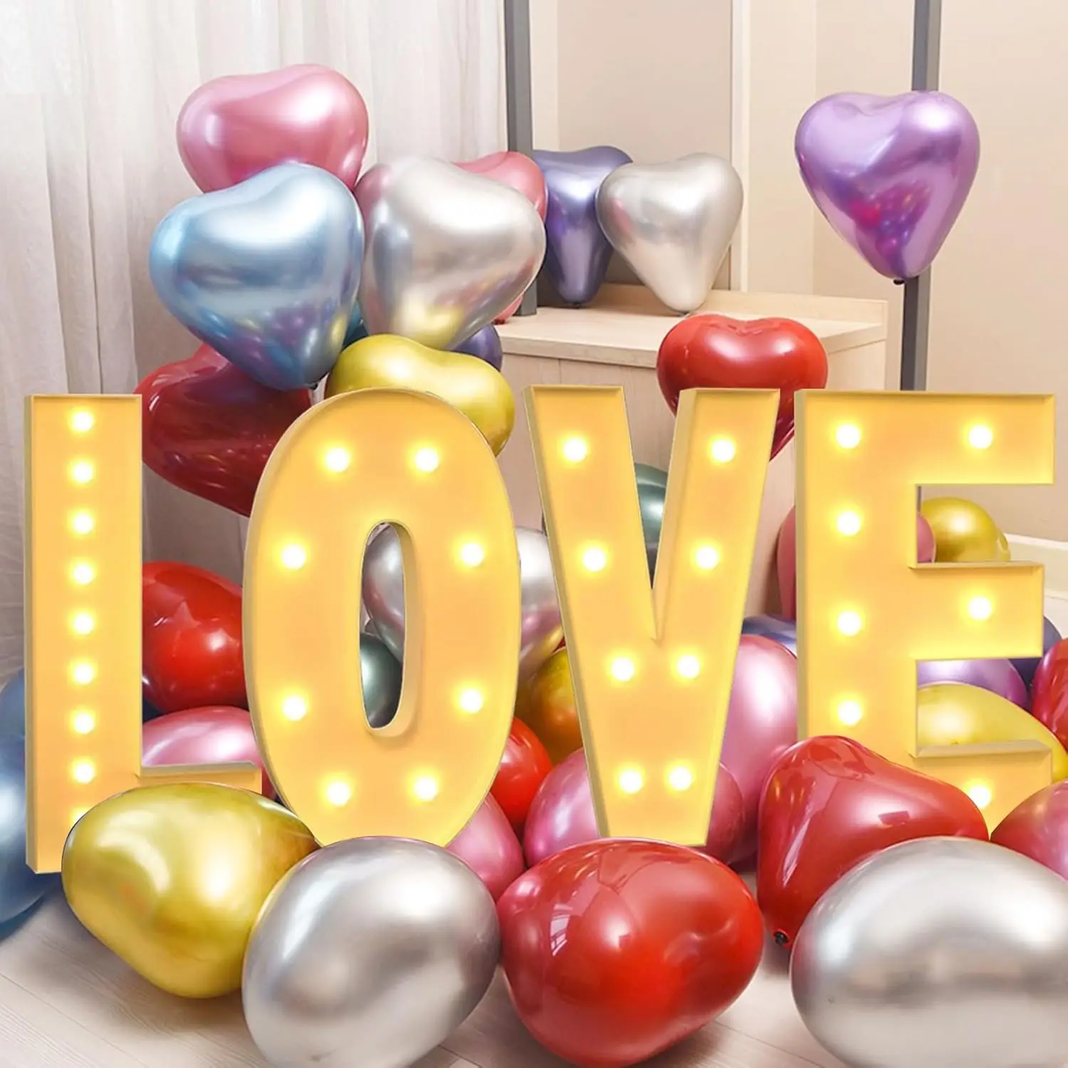 DIY 4FT Marquee Light Up Letter Valentines Day Decor LOVE Mosaic Large Letters First Birthday Baby Shower Wedding Big Foam Board