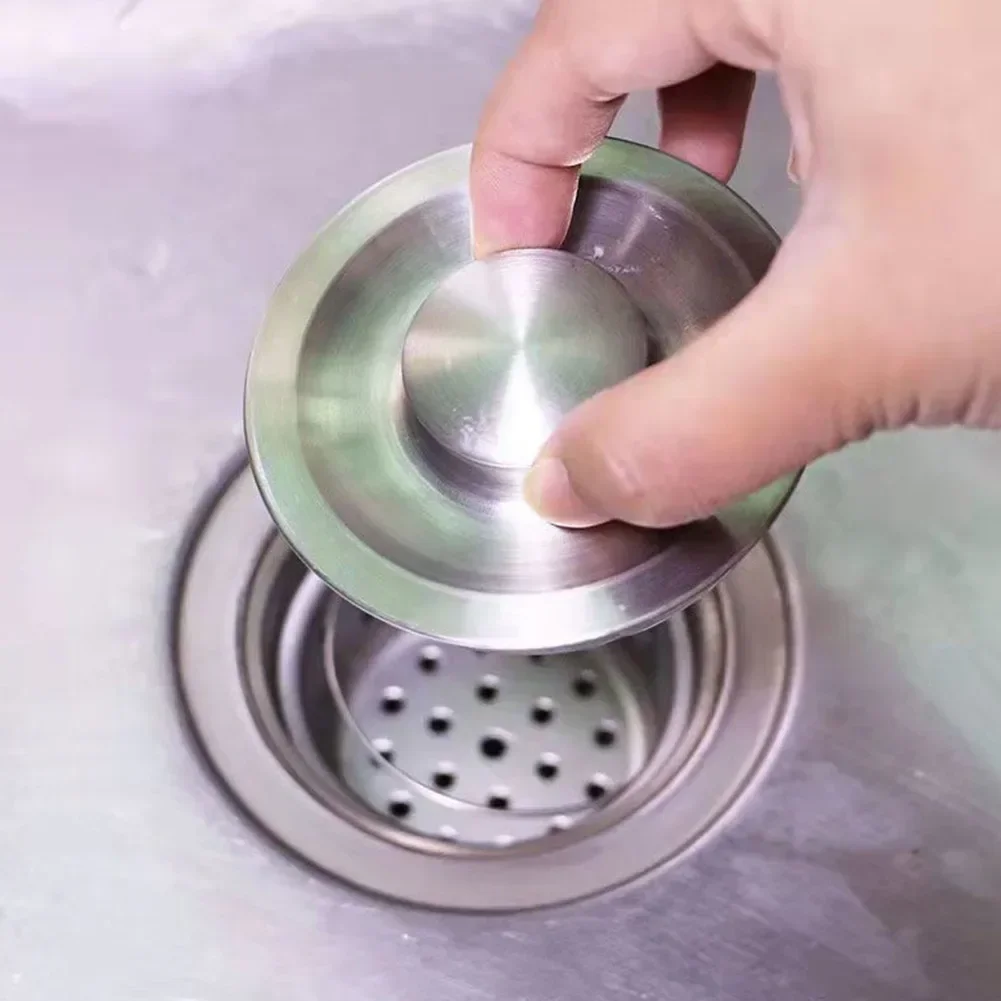Bouchon de Vidange en Acier Inoxydable pour Cuisine, Couvercle d\'Évier, Filtre de Proximité Intégré, Accessoires Universels