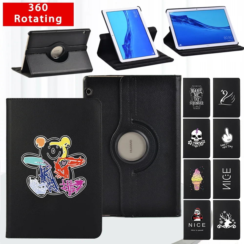 

Tablet Case For Huawei MediaPad T3 10 9.6"/T5 10 10.1" 360 Degrees Rotating Stand Cover With Smart Wake-up Function + Stylus