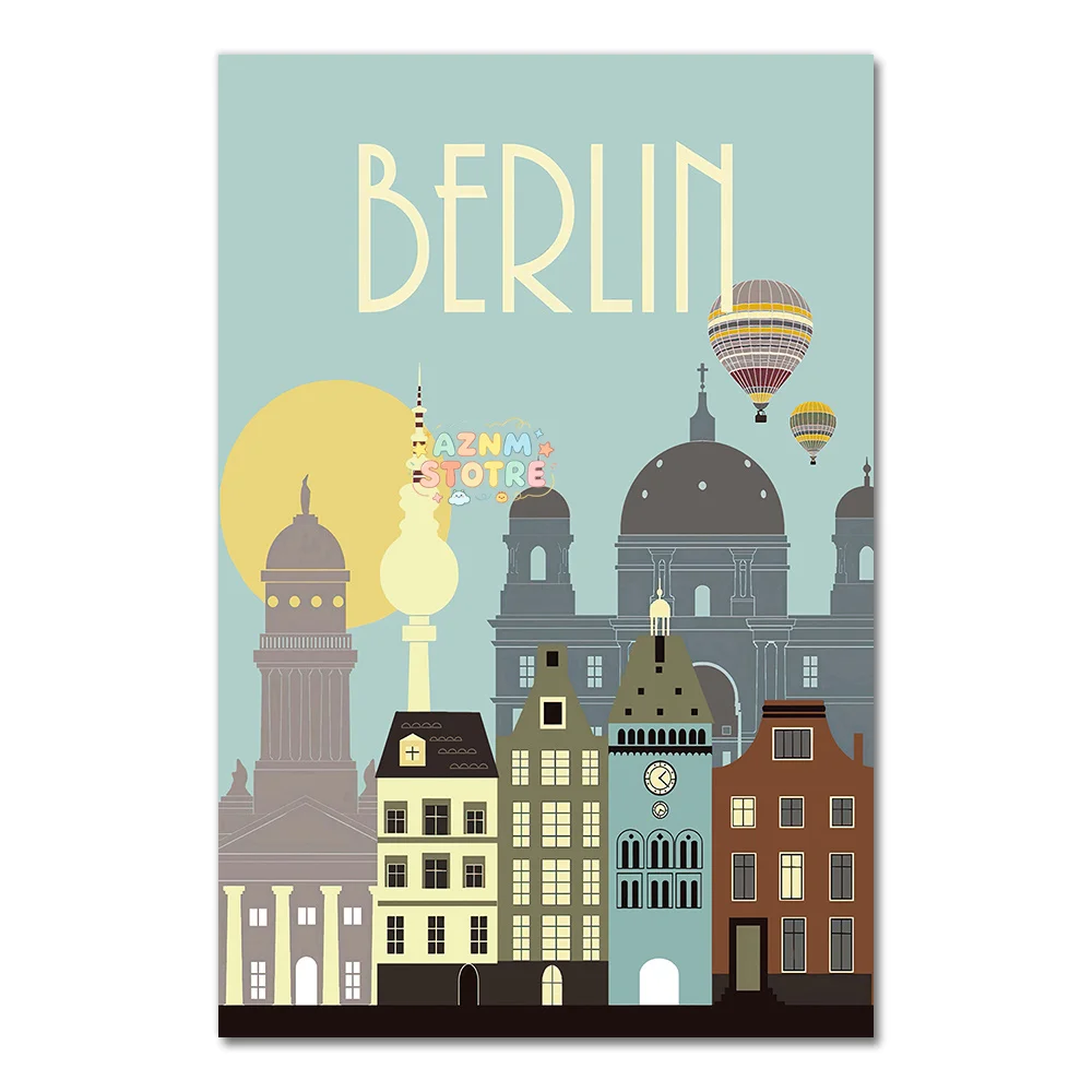 Home Decor Berlin Wall Art Venice Canvas Painting Toulouse Print Poster Famous Travel Cities Modular Picture Cuadros For Bedr