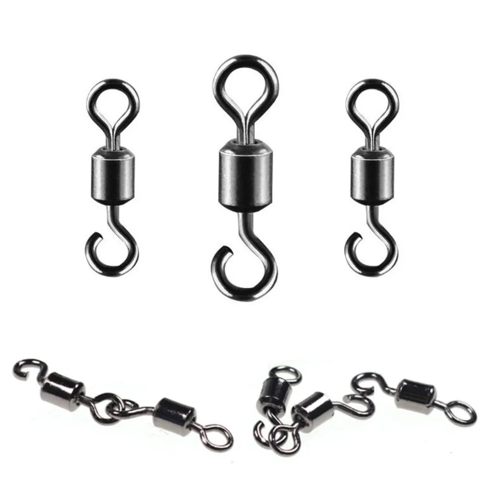 50Pcs Opening 8 Shape Swivel Fishing Connector Quality Stainless Steel Fishing Rolling Swivel Connector Fishing Tackle Wholesale