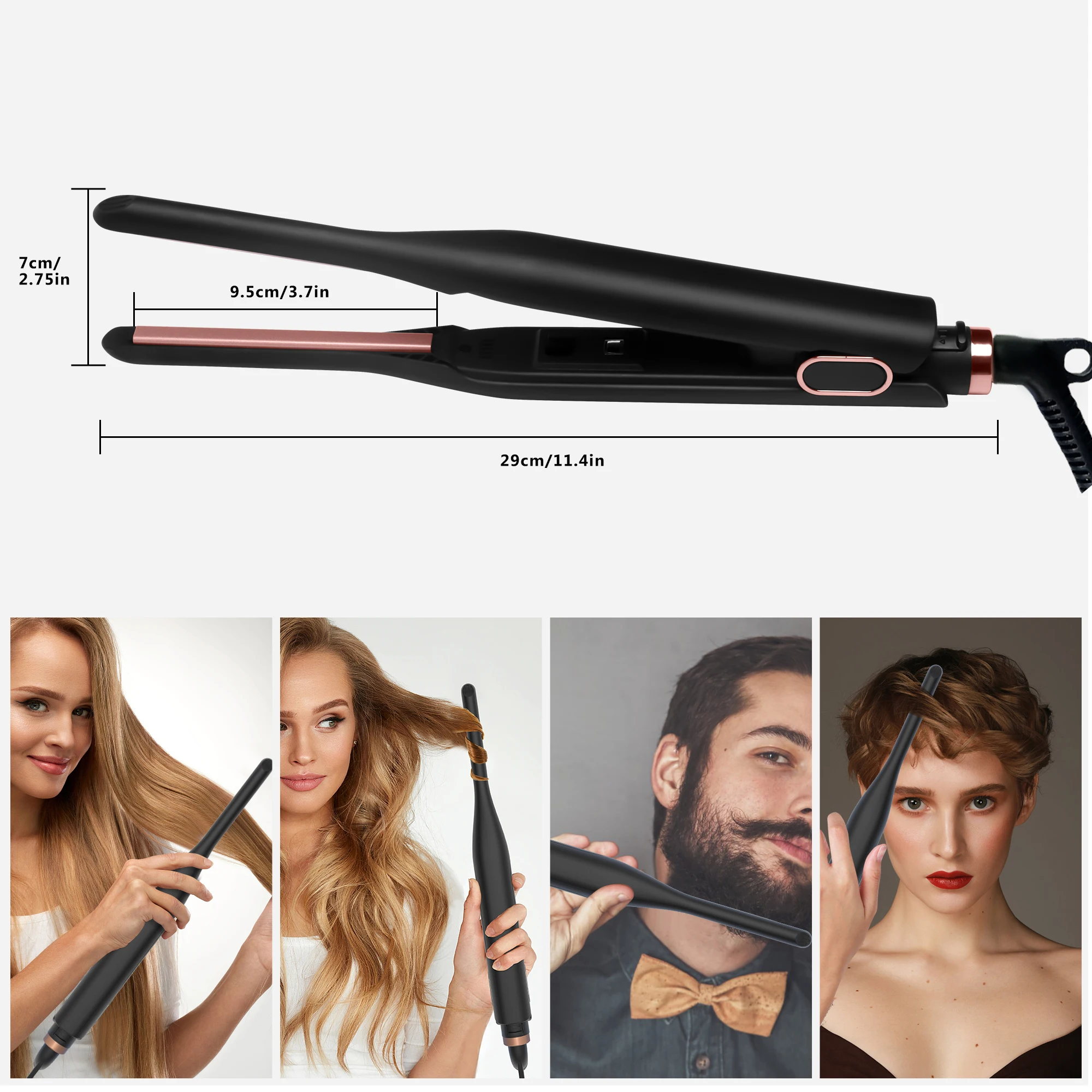 Small Flat Iron for Short Mini Hair Straightener Ceramic Beard Straightener Hair Pencil Flat Iron Tiny Hair Straightening Iron