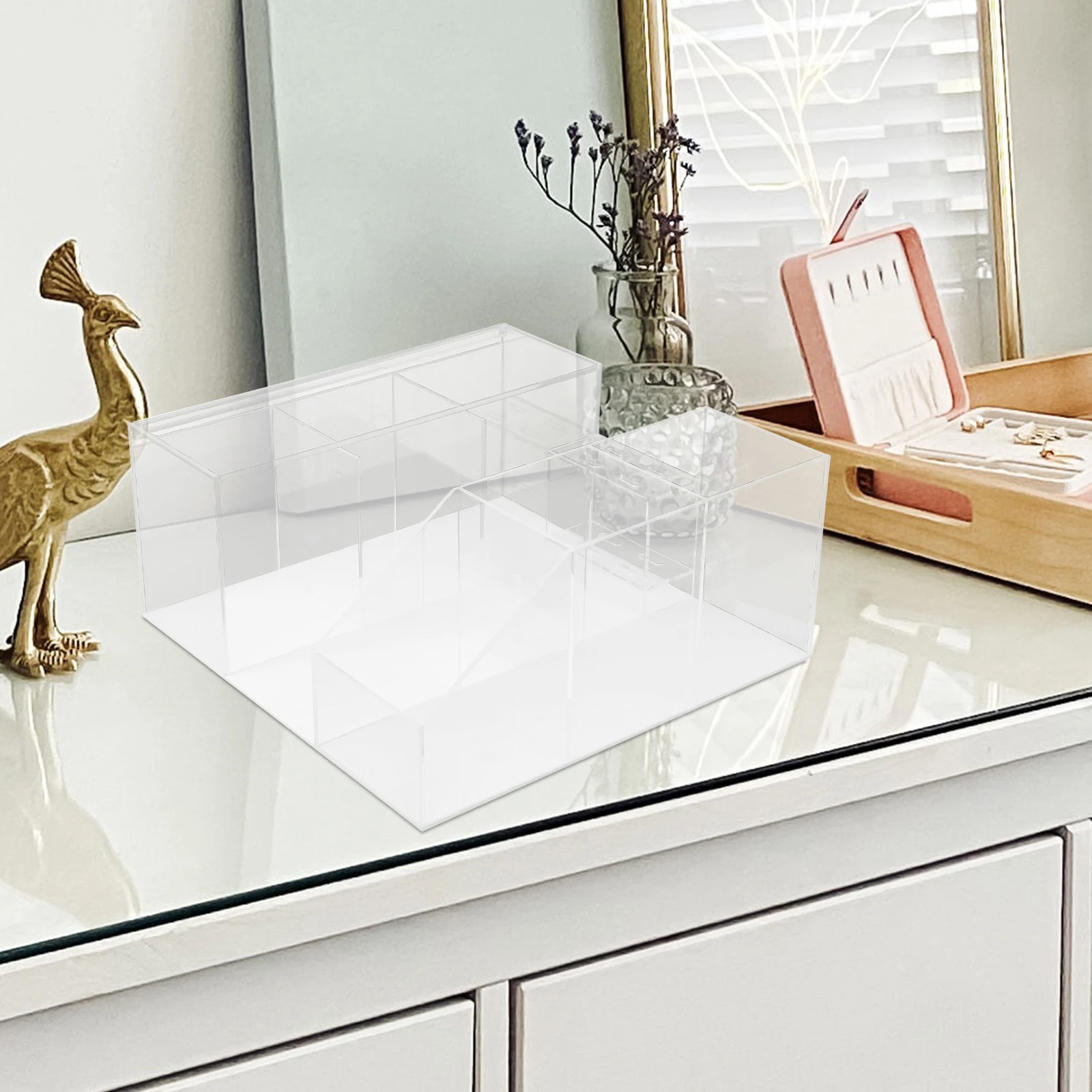 Caja de almacenamiento de herramientas para pestañas, organizador de pestañas acrílicas, soporte para pinzas, soporte de herramientas de belleza de escritorio, estante de exhibición transparente, uso doméstico en salón