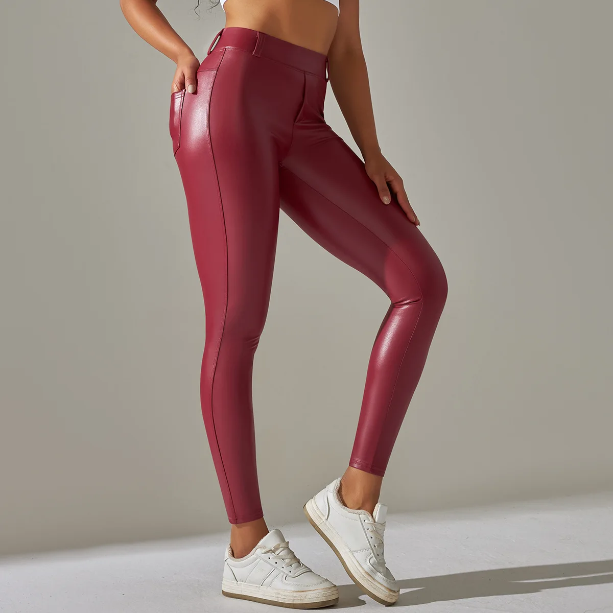 2023New Trendy Women Multi-Color PU Leather Leggings High Waist Tight-Fitting Colorful Skinny Sexy Leather Pants Slim Leggings