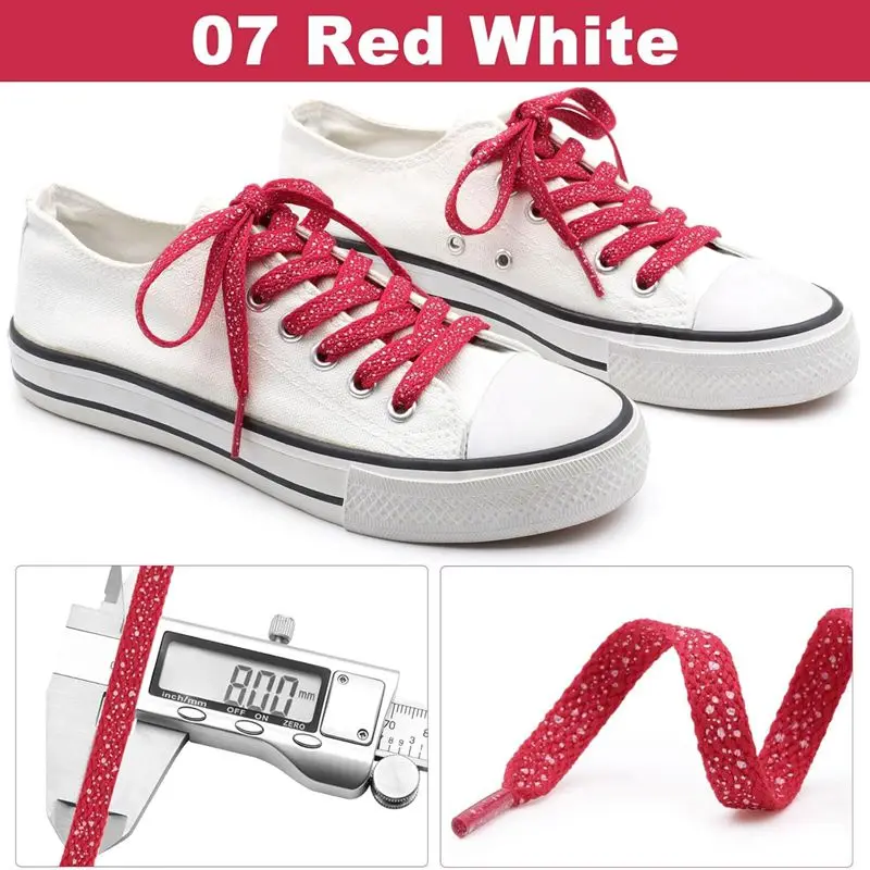 1 Paar bedruckte, flache Schnürsenkel für Sneaker, farbige Sport-Schnürsenkel, Schnürsenkel mit Tintenfleck-Motiv, 0,8 cm breit, für Freizeitschuhe und Sneaker. – Detail 11