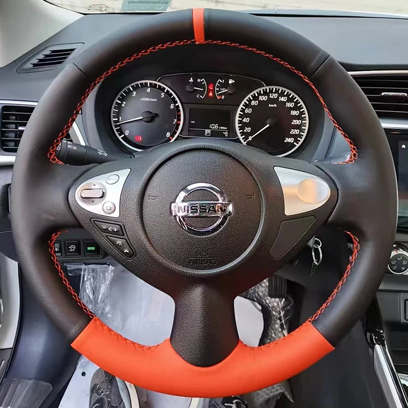 For Nissan Juke Maxima 370Z Sentra SV Hand Stitched Non-Slip Suede Car Steering Wheel Cover image 3