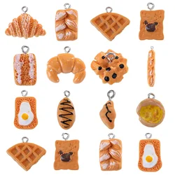 Simulation de gâteau cuit, pain et tarte aux œufs, breloques mignonnes pour pendentif, boucles d'oreilles, collier, bijoux, accessoires, 10 pièces